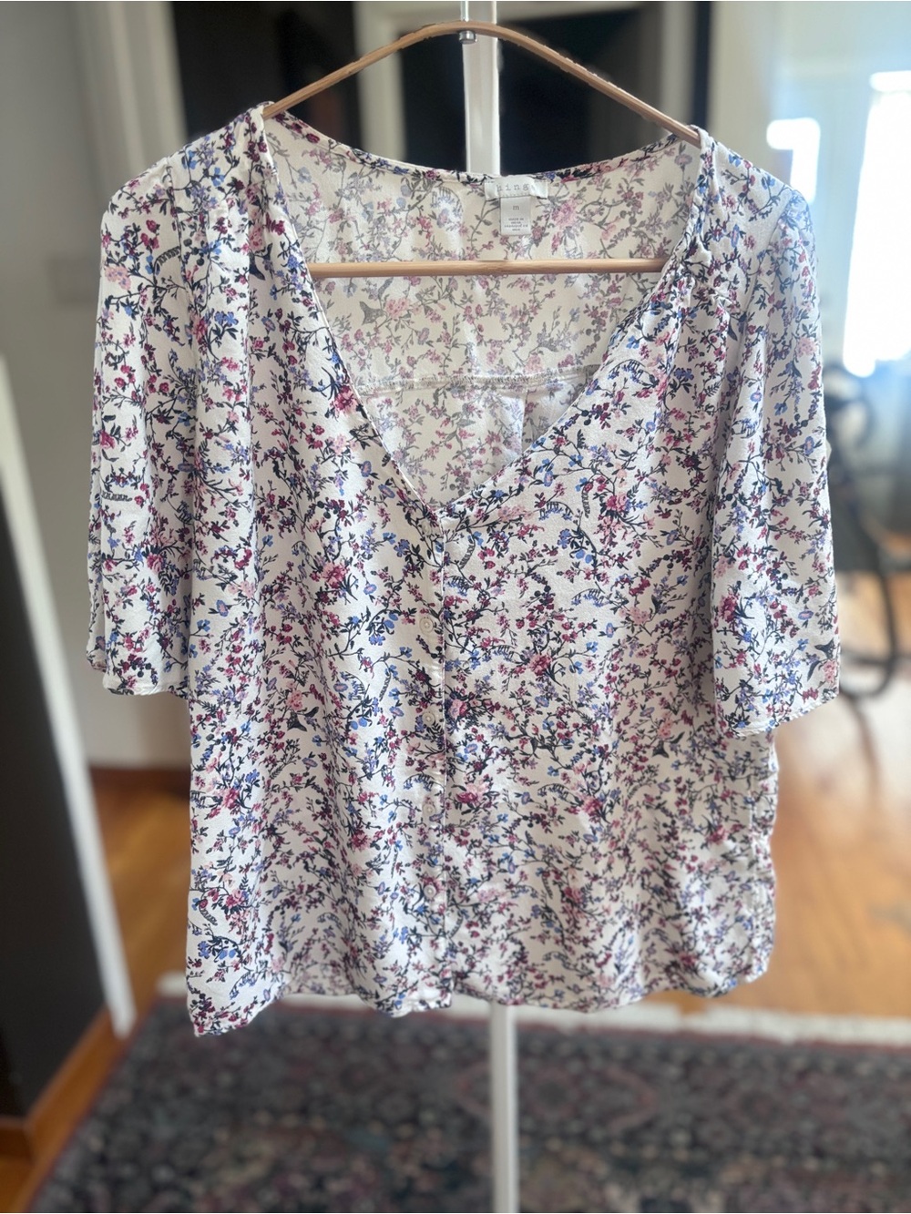 Hinge Floral Button Front Blouse
